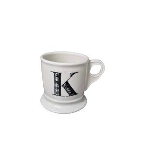 Anthropologie Monogram Mug Cream with Black Letter K